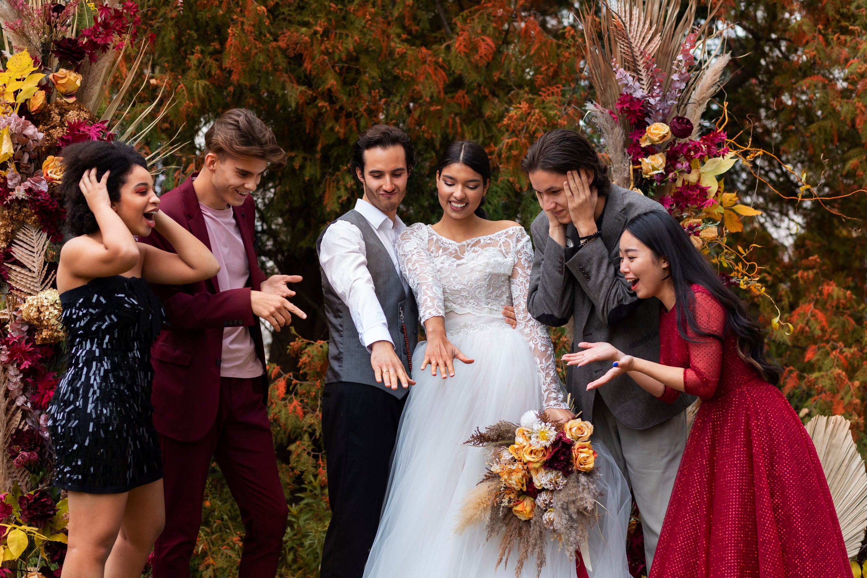Indian wedding couple smiling naturally during candid photography session